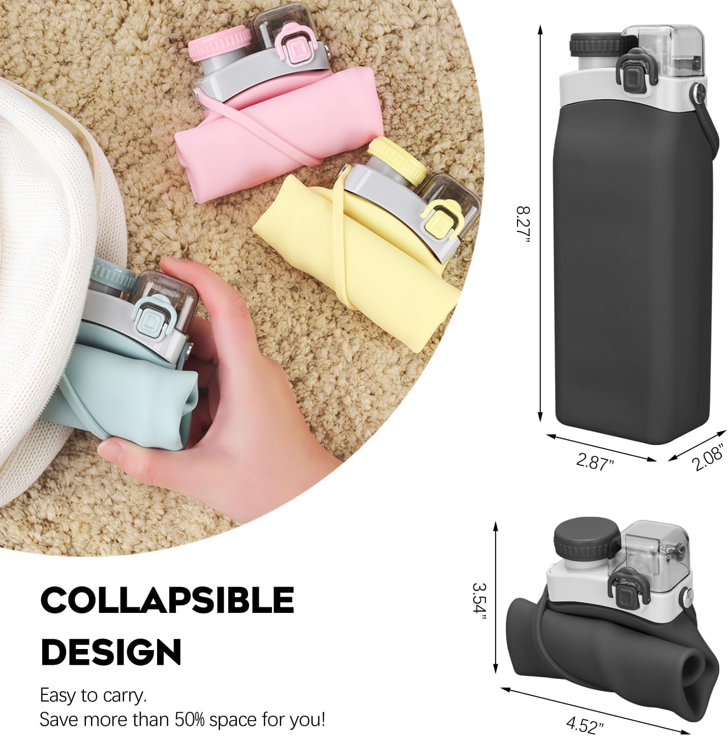 Aquaday Leakproof Foldable Silicon Water Bottle
