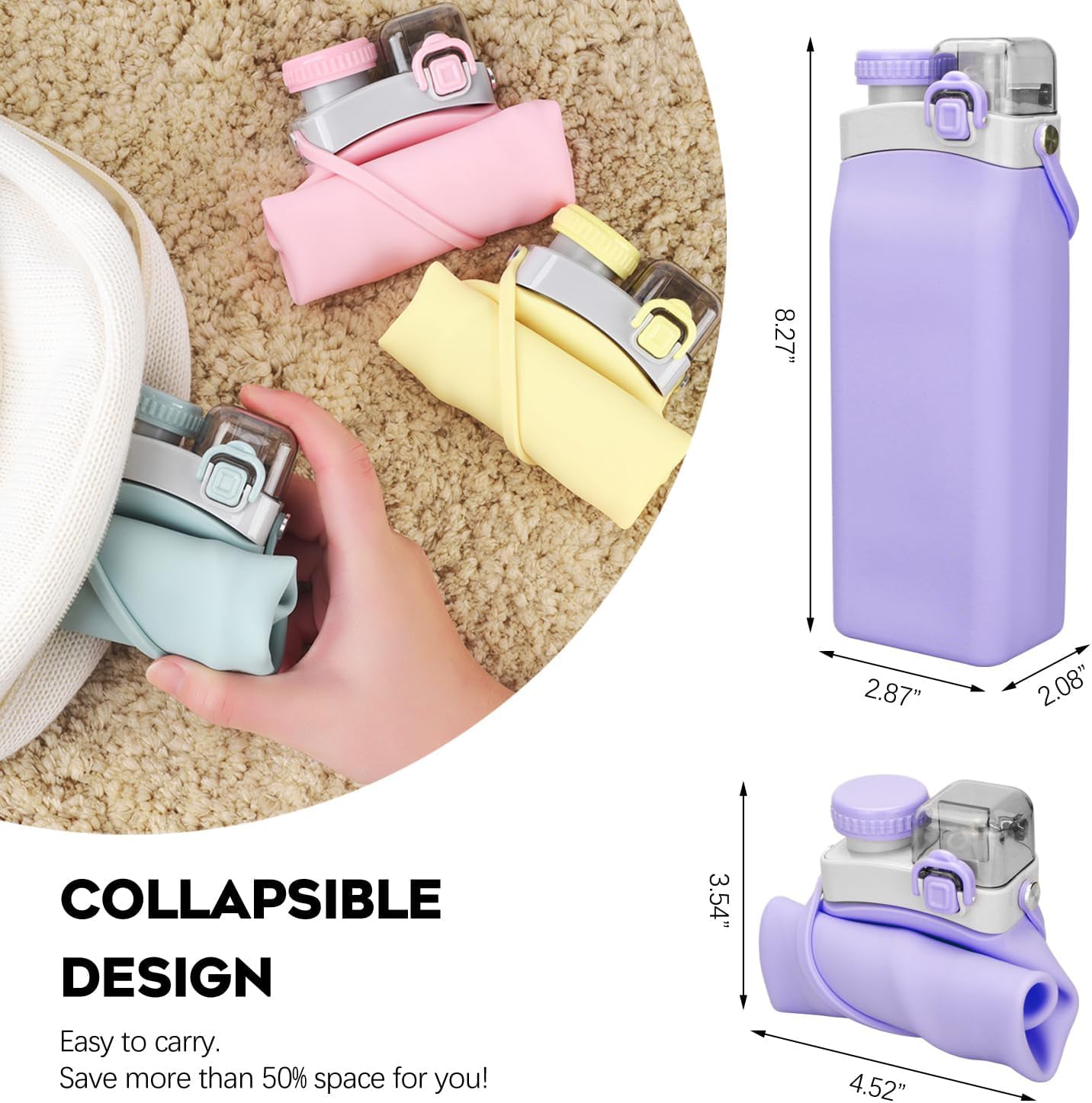 Aquaday Leakproof Foldable Silicon Water Bottle