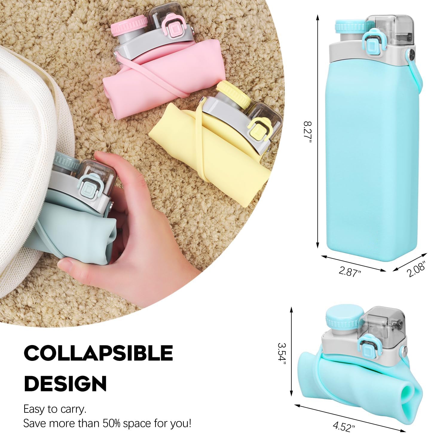 Aquaday Leakproof Foldable Silicon Water Bottle