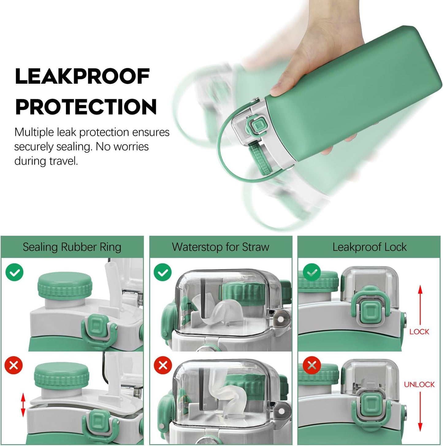 Aquaday Leakproof Foldable Silicon Water Bottle