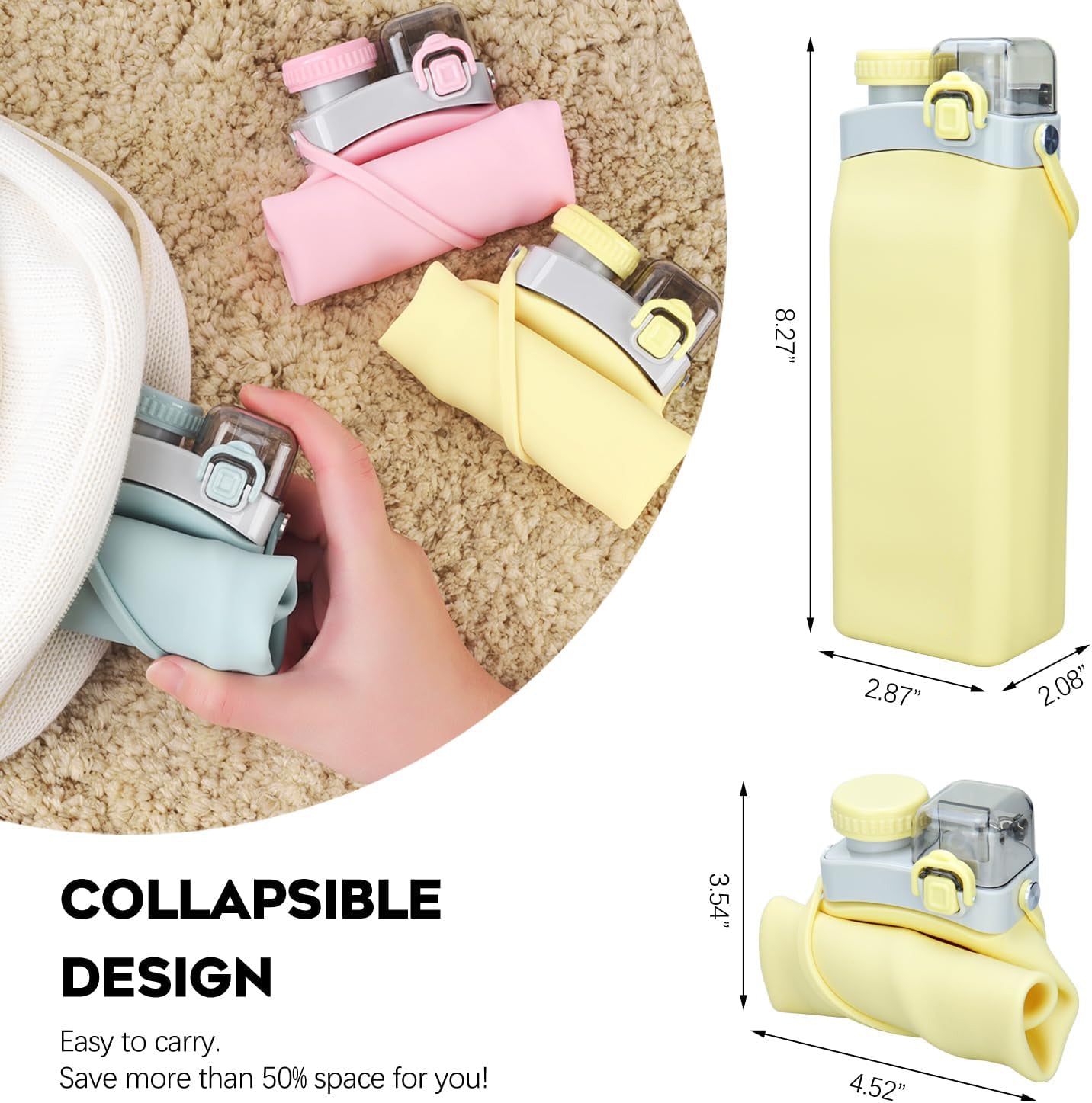 Aquaday Leakproof Foldable Silicon Water Bottle