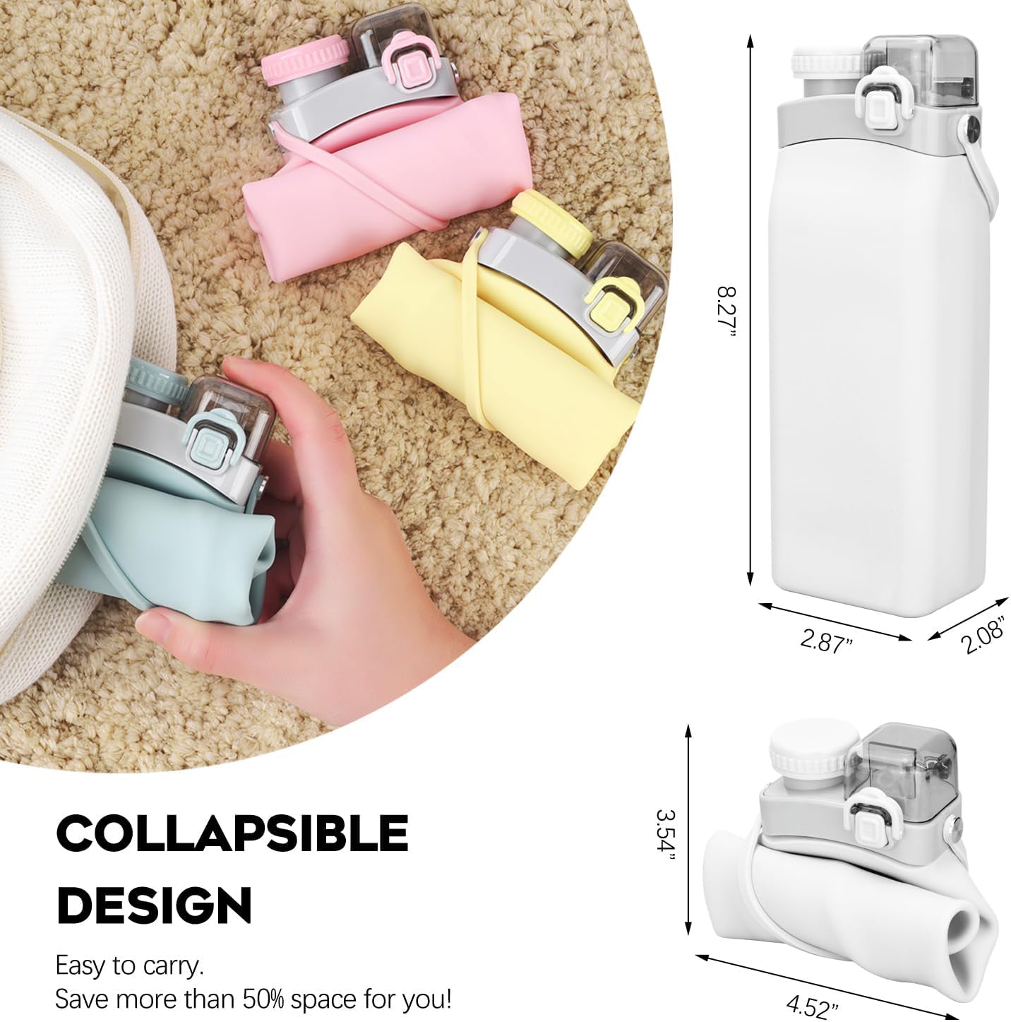 Aquaday Leakproof Foldable Silicon Water Bottle