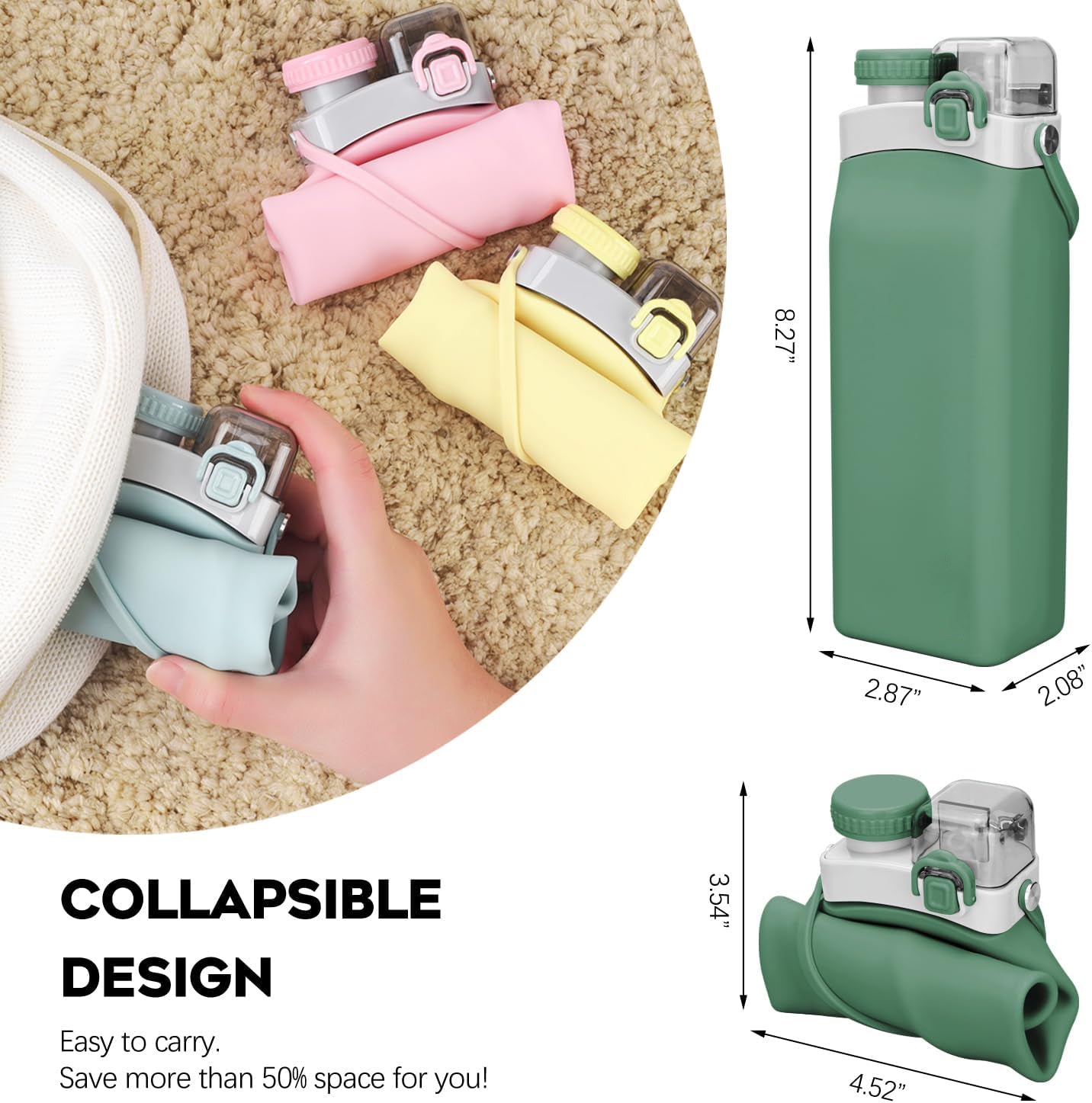 Aquaday Leakproof Foldable Silicon Water Bottle