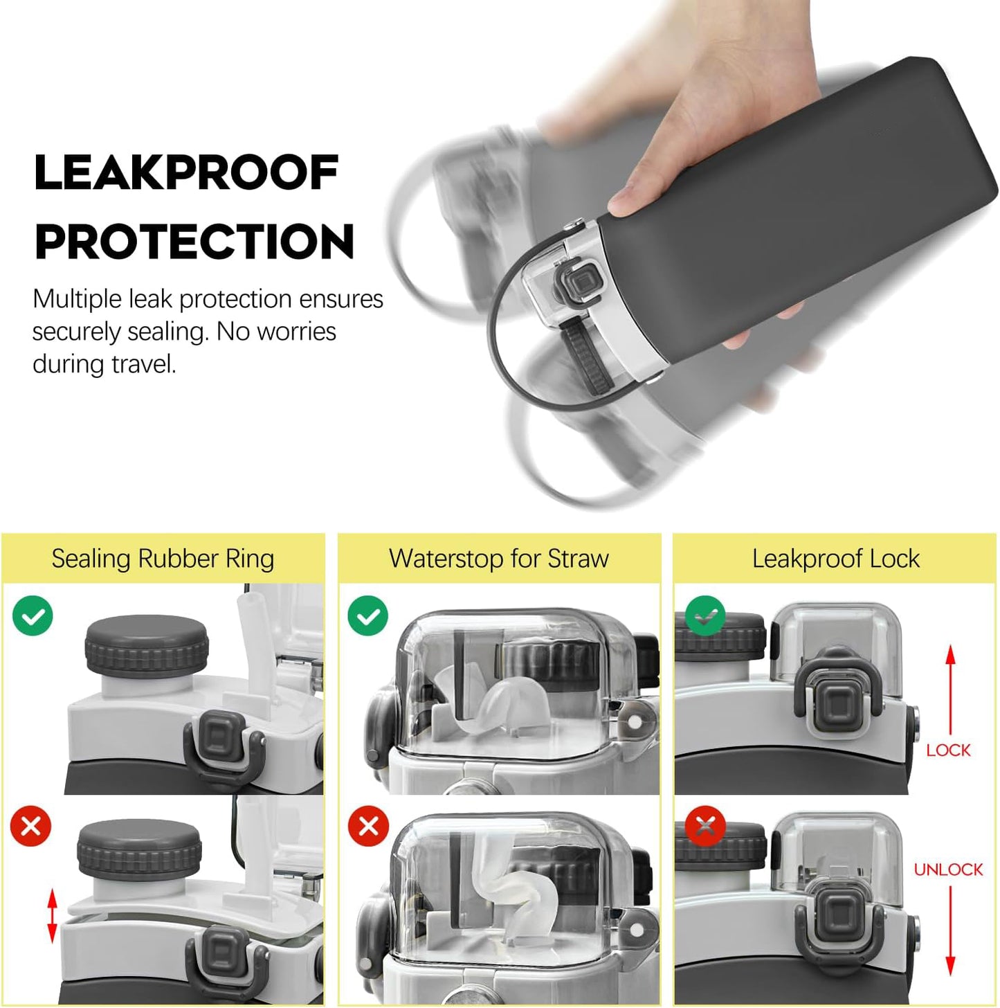 Aquaday Leakproof Foldable Silicon Water Bottle