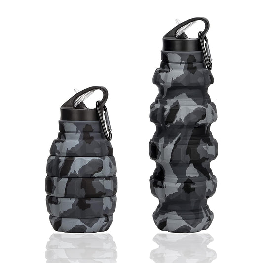 Hydesse Collapsible Travel Water Bottle 19.6 oz, Reuseable Silicone Foldable Water Bottles for School, Office, Gym, Family,Camping and Hiking,Portable Leak Proof Sports Water Bottle