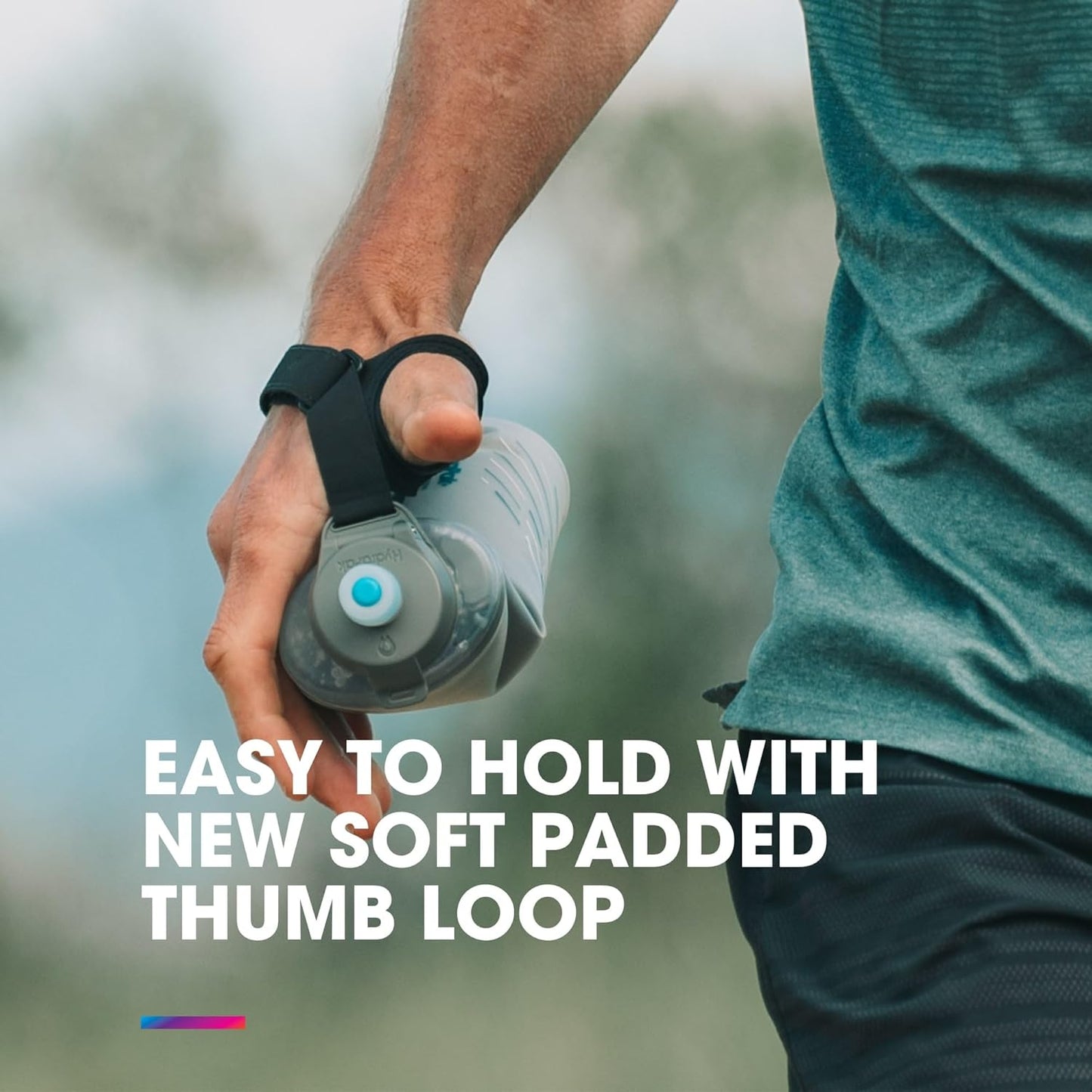 SkyFlap Speed - Collapsible Handheld Running Water Bottle - Adjustable Strap, Lightweight, Spill-Proof Cap