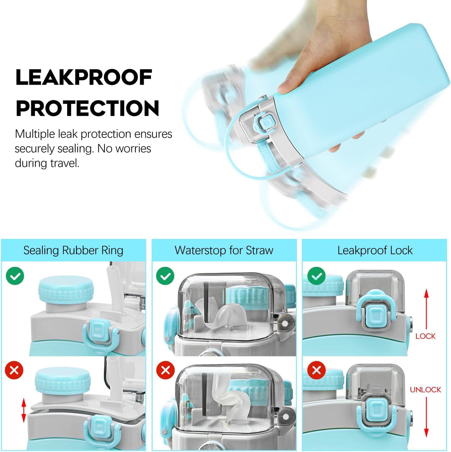 Aquaday Leakproof Foldable Silicon Water Bottle